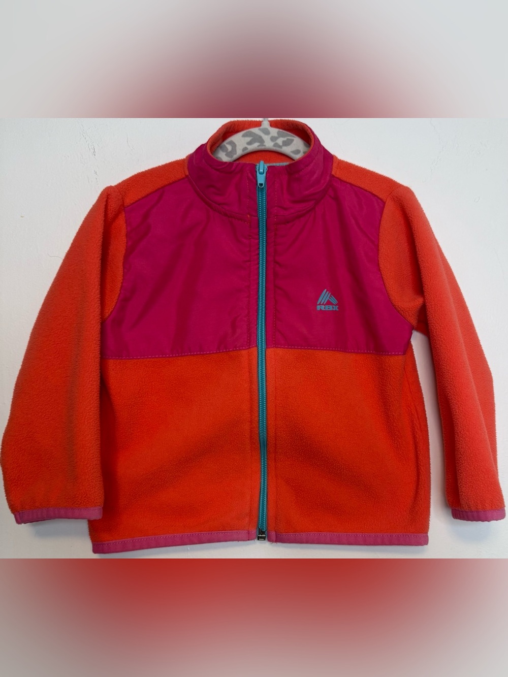 RBX Girls Fleece Zip Jacket Pink Orange Colorblock Size 18M